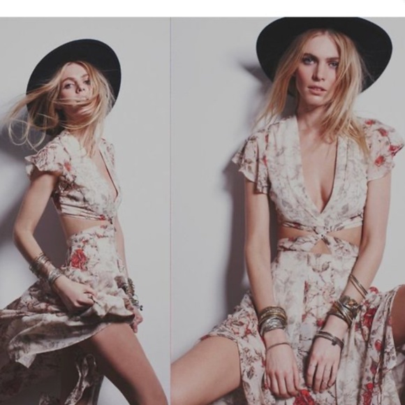 Free People Beige and Red Floral Maxi Dress - Picture 4 of 14